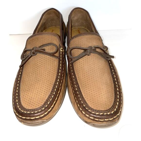 Tommy Bahama Odinn Camp Moc Men’s 9.5M Tan Brown Perf Leather Driving Loafers main image 7